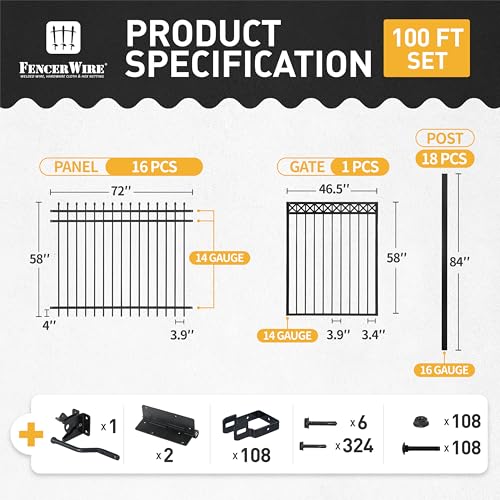 Fencer Wire 100FT Heavy Duty Pinnacle Fence Barrier Kit Black