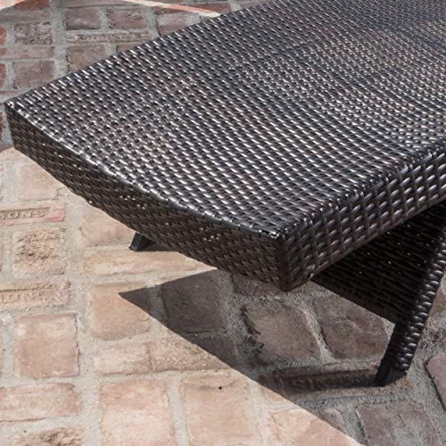 Christopher Knight Home Salem Outdoor Wicker Adjustable Chaise Lounge Set, Multibrown/Blue