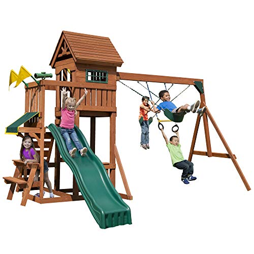 Swing-N-Slide Playful Palace Swing Set Wood Roof Green