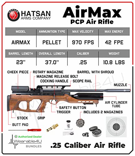 Hatsan AirMax .25 Cal Air Rifle Bundle with 150 Pellets and 100 Paper Targets