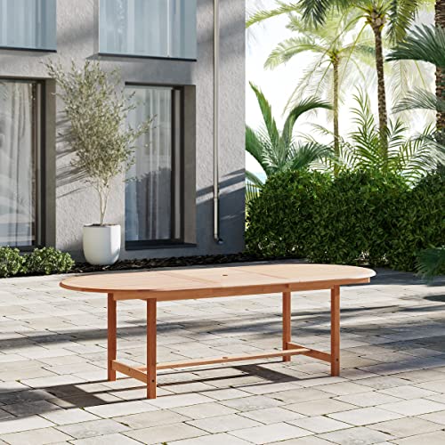 Amazonia Bergen 11-Piece Outdoor Oval Dining Set Certified Teak Light Brown