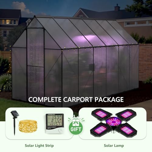 ANTSKU 8x12 FT Heavy Duty Polycarbonate Greenhouse Green