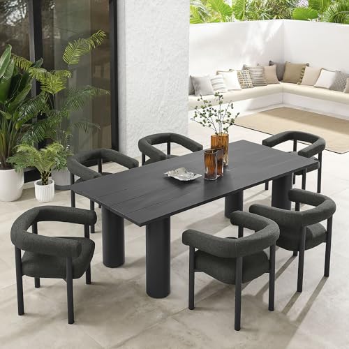 Modway Nautica 7-Piece Outdoor Rectangular Dining Set Charcoal Graphite