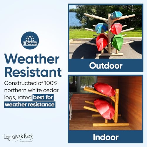 Log Kayak Rack 6-Place Freestanding Kayak/Canoe Storage Unfinished