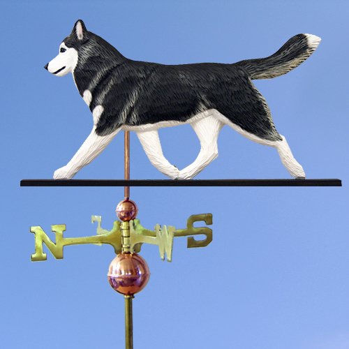 Husky Hand Carved & Painted Weathervane 32 Inch Black/White