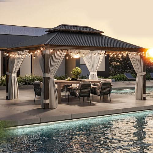 BELLEZE 12x16ft Hardtop Gazebo Brown