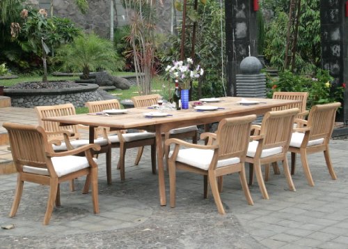 WholesaleTeak 9 Pc Luxurious Grade-A Teak Dining Set Brown