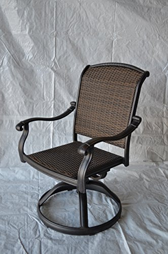 Patio Land Santa Clara 9-Piece Outdoor Dining Set Square 64" Cast Aluminum Antique Bronze with 8 Swivel Rocker Chairs