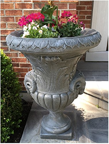 CC Outdoor Living Set of 2 Antique Stone Finished Decorative Urn Planters 37" Gray