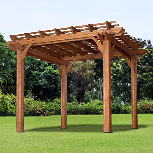 Backyard Discovery Beaumont 10' x 10' Cedar Wood Pergola Kit Light Brown