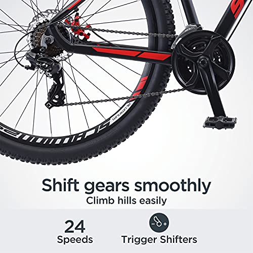 Schwinn Bonafide Mountain Bike Front Suspension 24-Speed 29-Inch Wheels 17-Inch Aluminum Frame Matte Black/Red