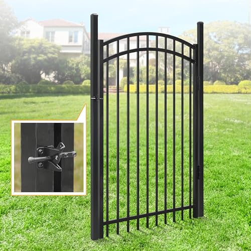 Fencer Wire Heavy Duty Flat Top X-Pattern Decorative Fence Gate Black 6FT x 4FT