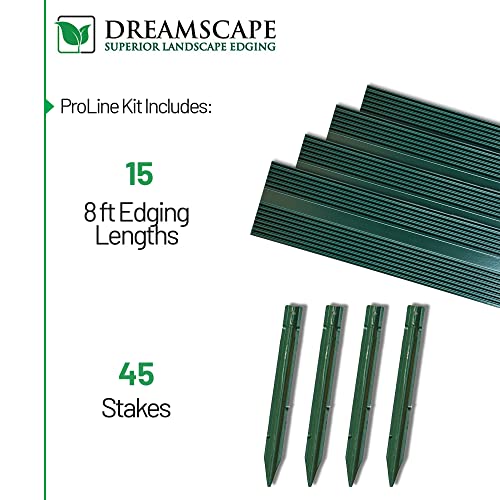 Dreamscape PermLine Aluminum Landscape Edging - 15 Strips, 120 Ft Total, Green Duraflex