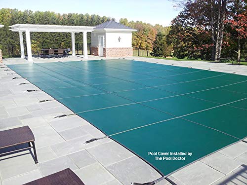 Loop-Loc Mesh Safety Swimming Pool Winter Cover 16x34 ft with Center Step Green