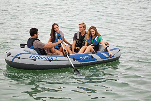 Intex Excursion 4 Inflatable Raft Set with 2 Trolling Motors