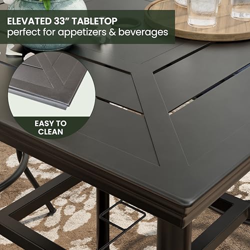 Hanover Montclair 5-Piece Outdoor Dining Set with 4 Swivel Chairs and Square Table Navy