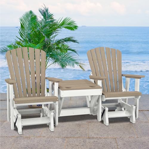 American Furniture Classics Double Glider w/Table Weatherwood and White