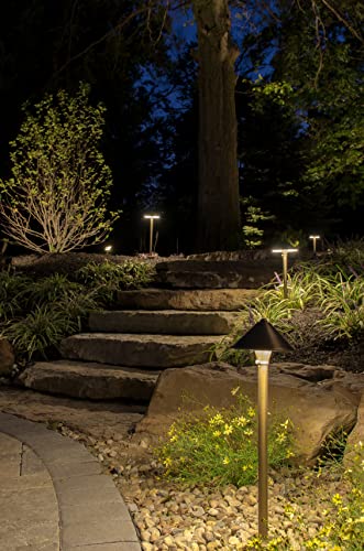 VOLT Cast Brass Conehead 12V LED Outdoor Path Light 6-Pack Kit with 150W Transformer Bronze