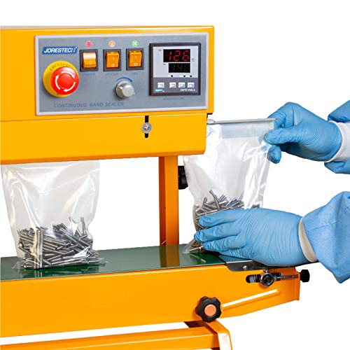 JORESTECH Industrial Continuous Band Sealer for Plastic & Laminated Bags with Digital Temperature Control Orange