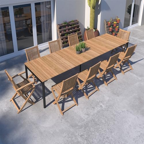 Amazonia Patio Kobe 9-Piece Dining Set Certified Teak Outdoor