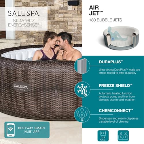 Bestway Coleman St Moritz AirJet Inflatable Hot Tub with EnergySense Cover
