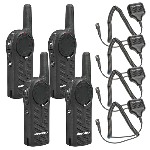 Motorola Solutions DLR1020 Two-Way Digital Business Radio + HKLN4606 Remote Speaker Mic 4-Pack Black