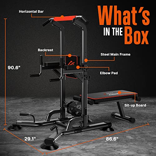 SQUATZ Pull-Up Workout Station with Bench Black