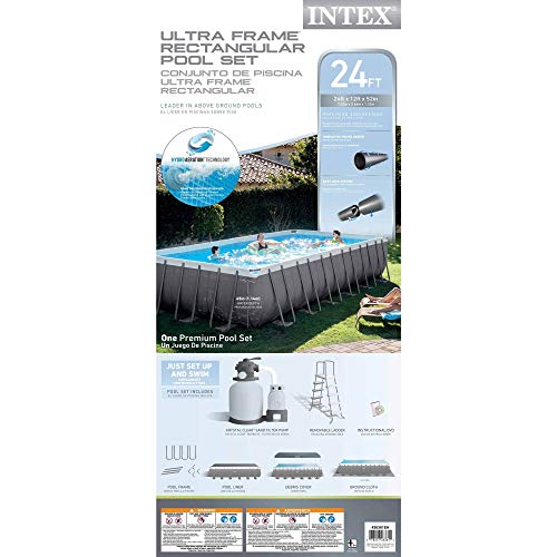 Intex Ultra Frame Rectangular Pool Set with Sand Filter Pump, Ladder, Ground Cloth & Pool Cover