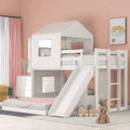 Harper & Bright Designs Twin Over Full House Bunk Bed with Slide and Roof White