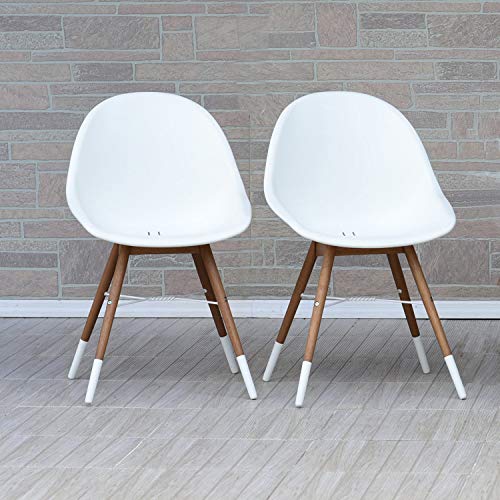 Amazonia Warwick 11-Piece Oval Patio Dining Set Teak Wood Extendable White Chairs