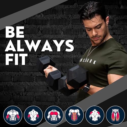 TRUE IRON Rubber Hex Dumbbells Sets - Premium Quality Dumbbell Weights - Solid-Steel Handle - Strength Training Equipment - Multiple Choices Available