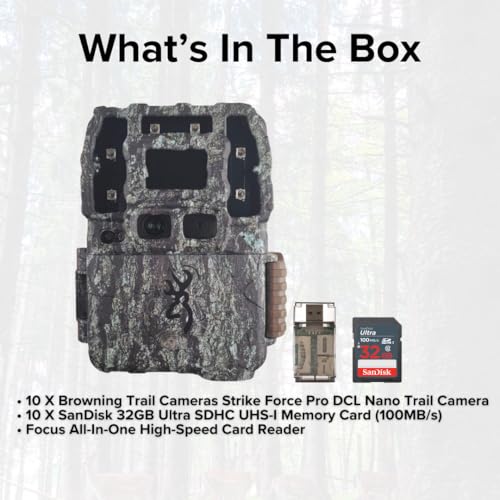 Browning Trail Cameras Strike Force Pro DCL Nano 26MP Bundle with 32GB Memory Card and Card Reader