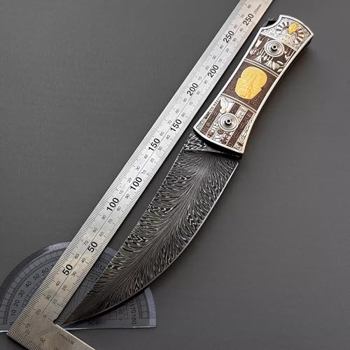 BURXELL Egyptian Pharaoh Damascus Art Knife Silver