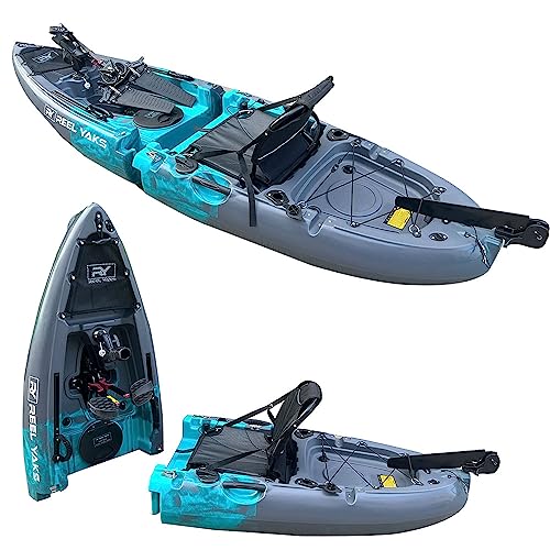 Reel Yaks 9.5ft Modular Fishing Kayak Cyan Gray