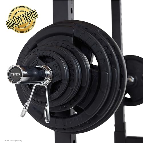 CENTR Olympic Barbell Weight Set with Bar 300 lb - Chrome/Black