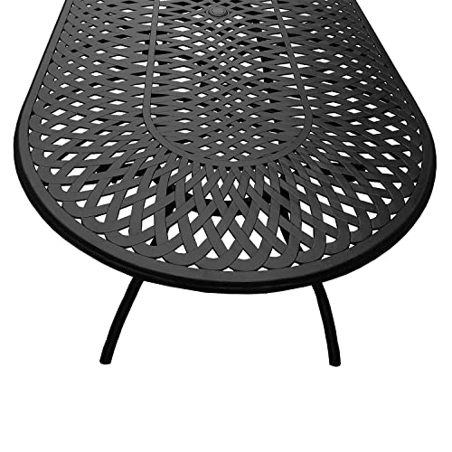 Oakland Living Modern Outdoor Mesh Lattice Aluminum 95-in Large Oval Patio Dining Set Black