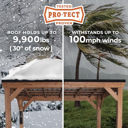 Backyard Discovery Arcadia 20' x 9.5' Cedar Wood Outdoor Gazebo Pavilion Light Brown