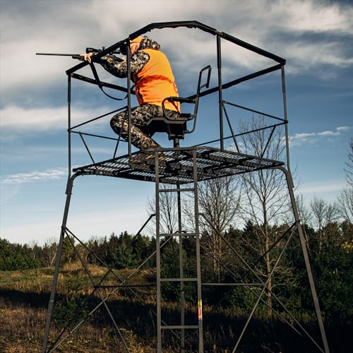 Rivers Edge Treestands 12’ 2-Man Quad Pod Tower Stand Black