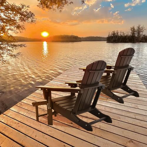 Wildformers Adirondack Chair Set of 4 with Retractable Ottoman, Adjustable Reclining, Folds for Easy Carry, Black