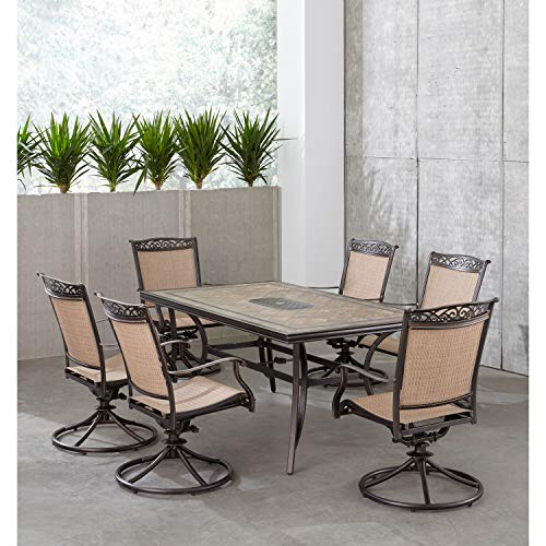 Hanover Fontana 7-Piece Patio Dining Set Tan
