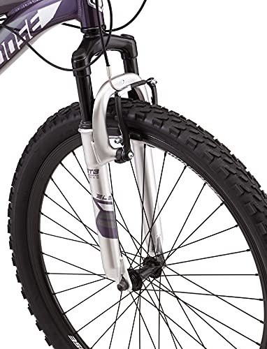 Mongoose Flatrock Womens Hardtail Mountain Bike 26-Inch Wheels 21 Speed Twist Shifters 16-Inch Lightweight Aluminum Frame Purple