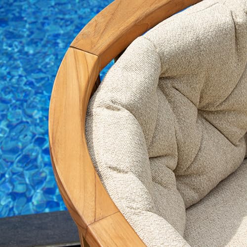 Cambridge Casual Barnese Teak Wood Outdoor Lounge Chair Natural Teak / Tan Cushion