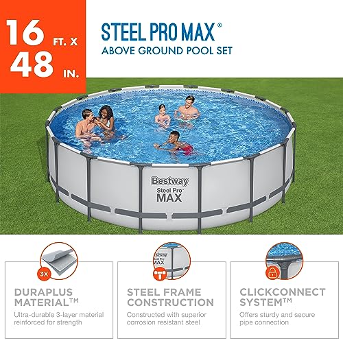 Bestway Steel Pro MAX 16ft Round Above Ground Pool Set Silver