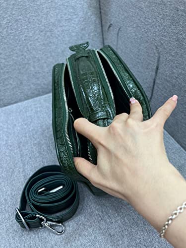Vietnam Genuine Alligator Crocodile Leather Golf Shoe Bag Dark Green