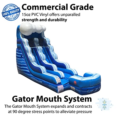 TentandTable Inflatable Water Slide for Kids and Adults, Commercial Grade, 27' L x 9' W x 15' H, Blue Marble Wave