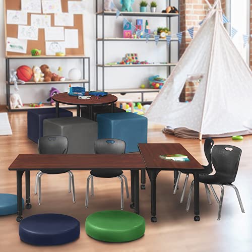 Regency Kee Height Adjustable Mobile Classroom Table Set with 12" Andy Chairs Cherry/Black