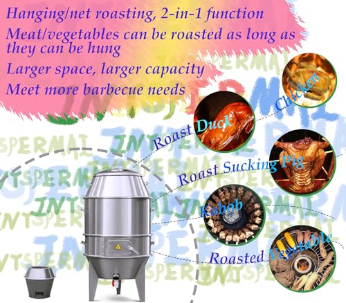 INTSUPERMAI 23.6'' Charcoal BBQ Roaster Grill Silver