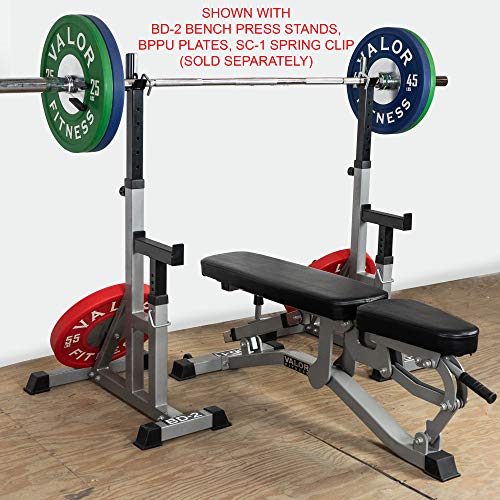 Valor Fitness Adjustable Weight Bench for Flat/Incline Bench Press with Wheels Black