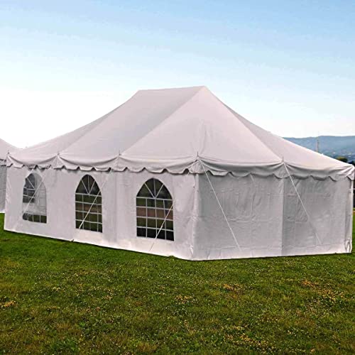 TentandTable Outdoor Cathedral Tent Sidewall 9x30 ft Waterproof UV Resistant Heavy Duty White