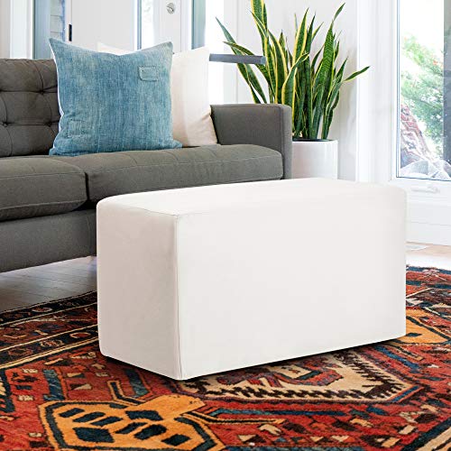 Howard Elliott Collection Square Outdoor Patio Bench Cover Atlantis White